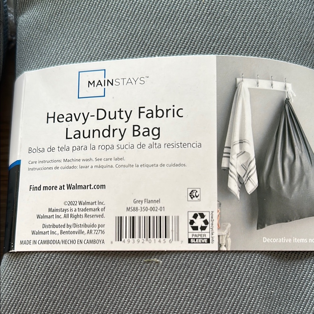 Mainstays Gray Fabric Laundry Bag 3 in total